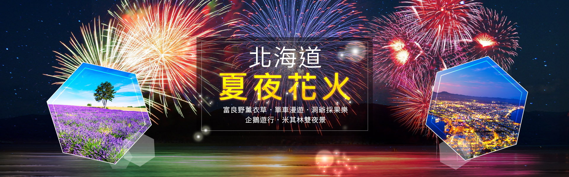 【北海道夏夜花火】富良野薰衣草．單車漫遊．洞爺採果樂．企鵝遊行．米其林雙夜景5天